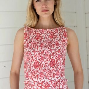 Marea - Charlotte Poppy Smocked Top NWT